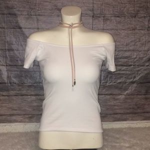 Clozoz White Off The Shoulder Fitted Top
